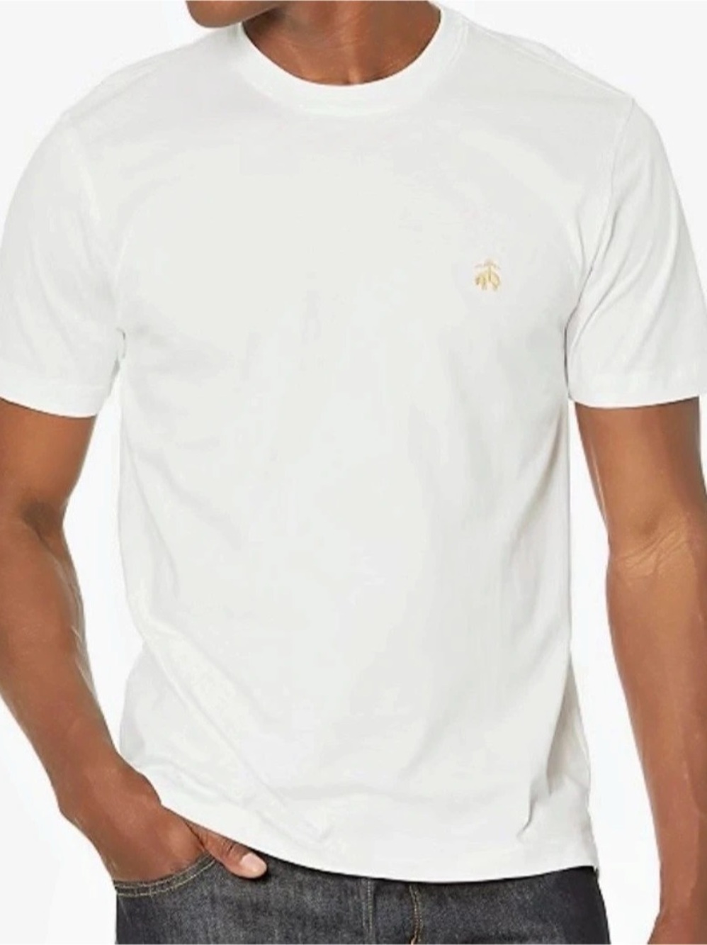 Brooks Brothers men’s white short-sleeve crew-neck T-shirt with embroidered Gold